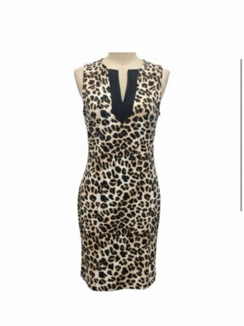 New York & Company Leopard Print Mini Dress - Black & Tan size Medium